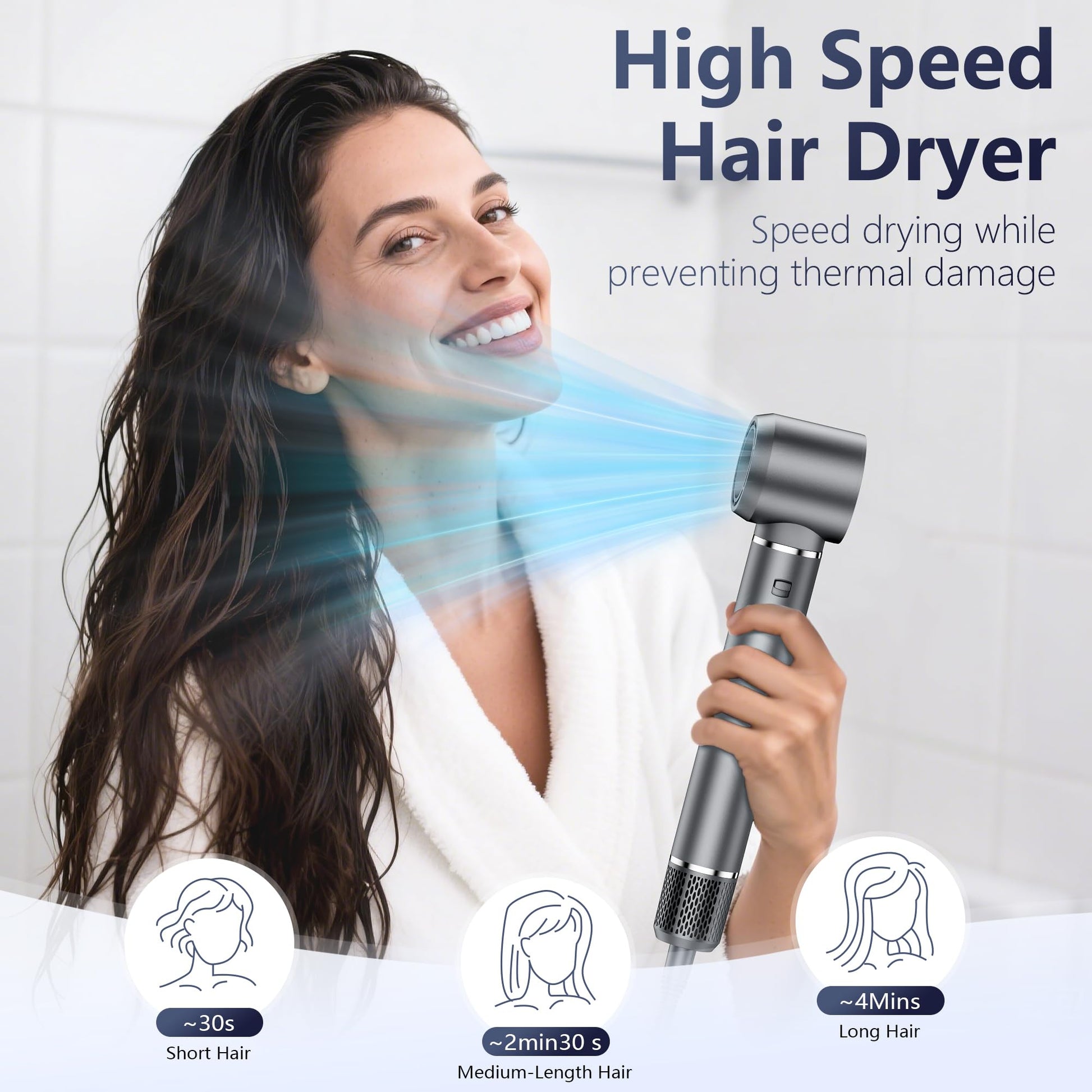 Hittra ionic hot air styler set arranged neatly displaying all six interchangeable styling heads.
