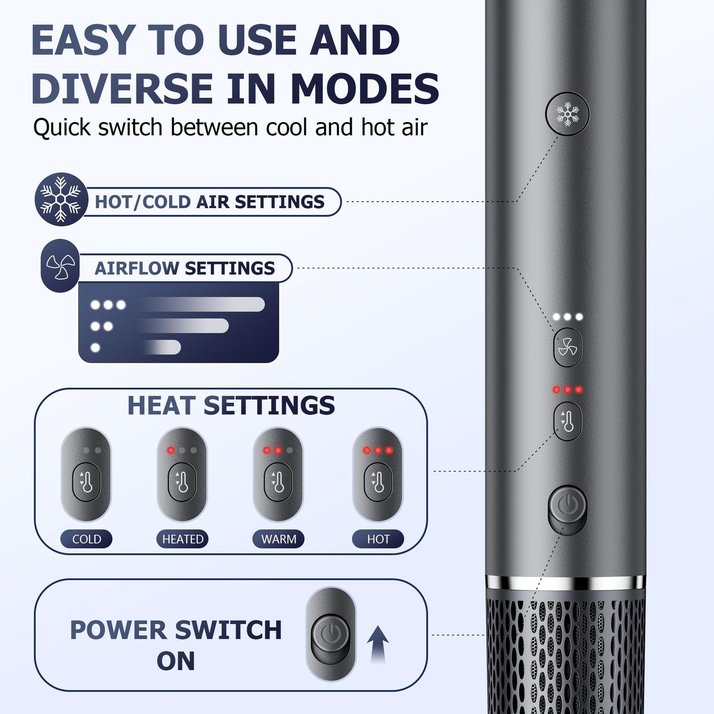Hittra professional auto wrap curler attachment showcasing the directional airflow vents.