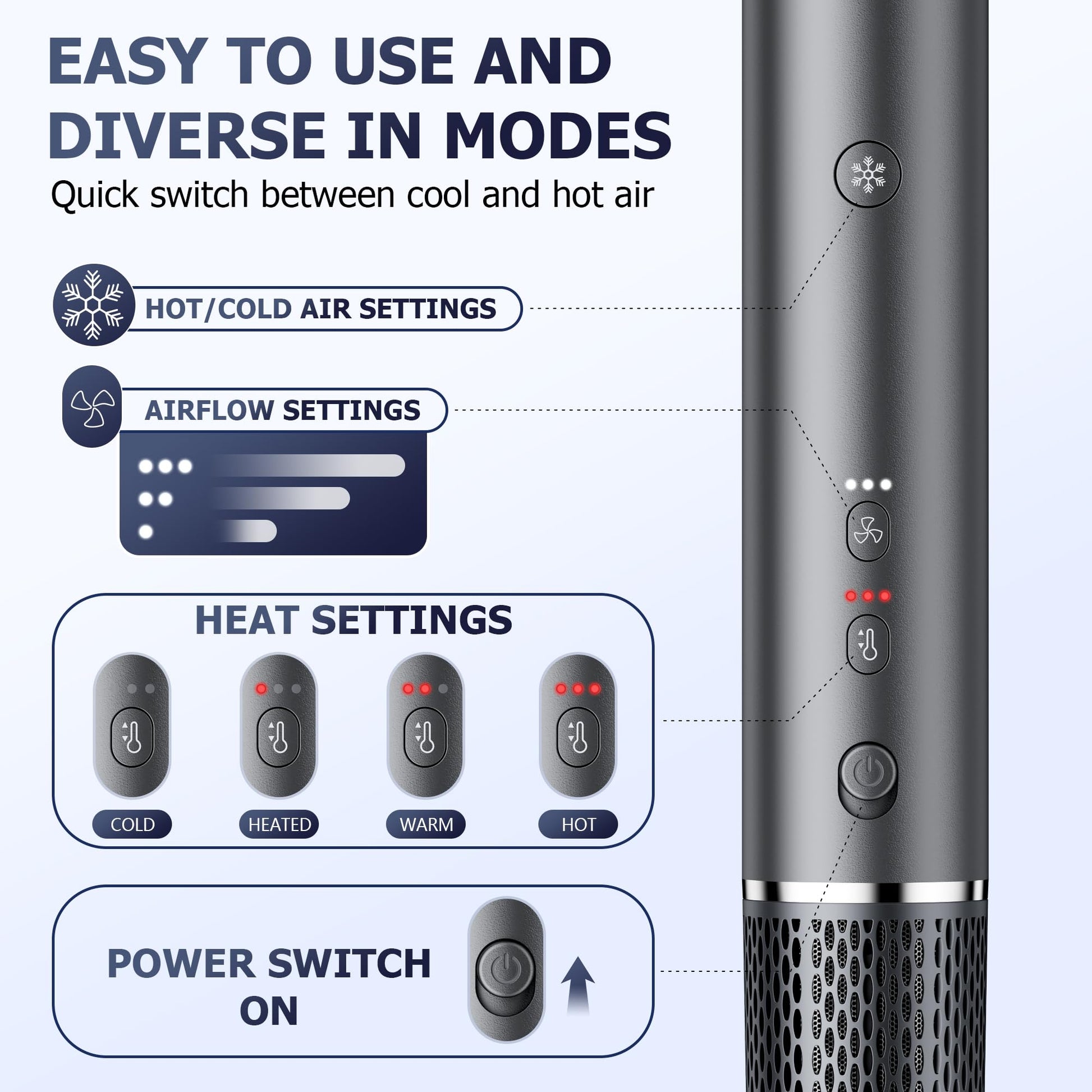 Hittra professional auto wrap curler attachment showcasing the directional airflow vents.