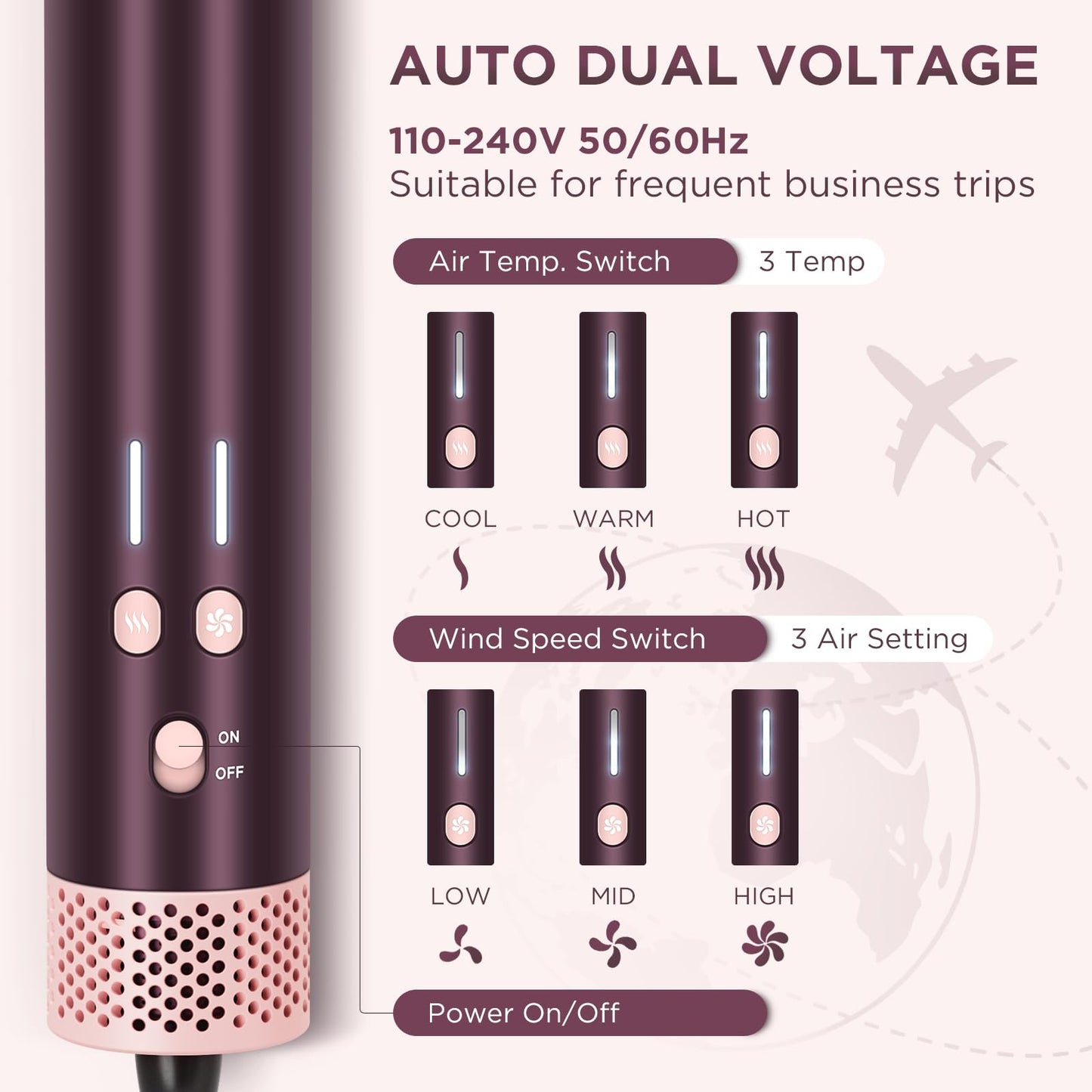 PARWIN PRO BEAUTY dual voltage travel hair styler neatly packed inside its premium storage bag.