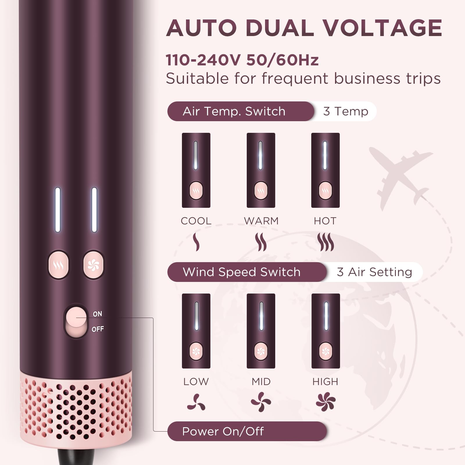 PARWIN PRO BEAUTY dual voltage travel hair styler neatly packed inside its premium storage bag.