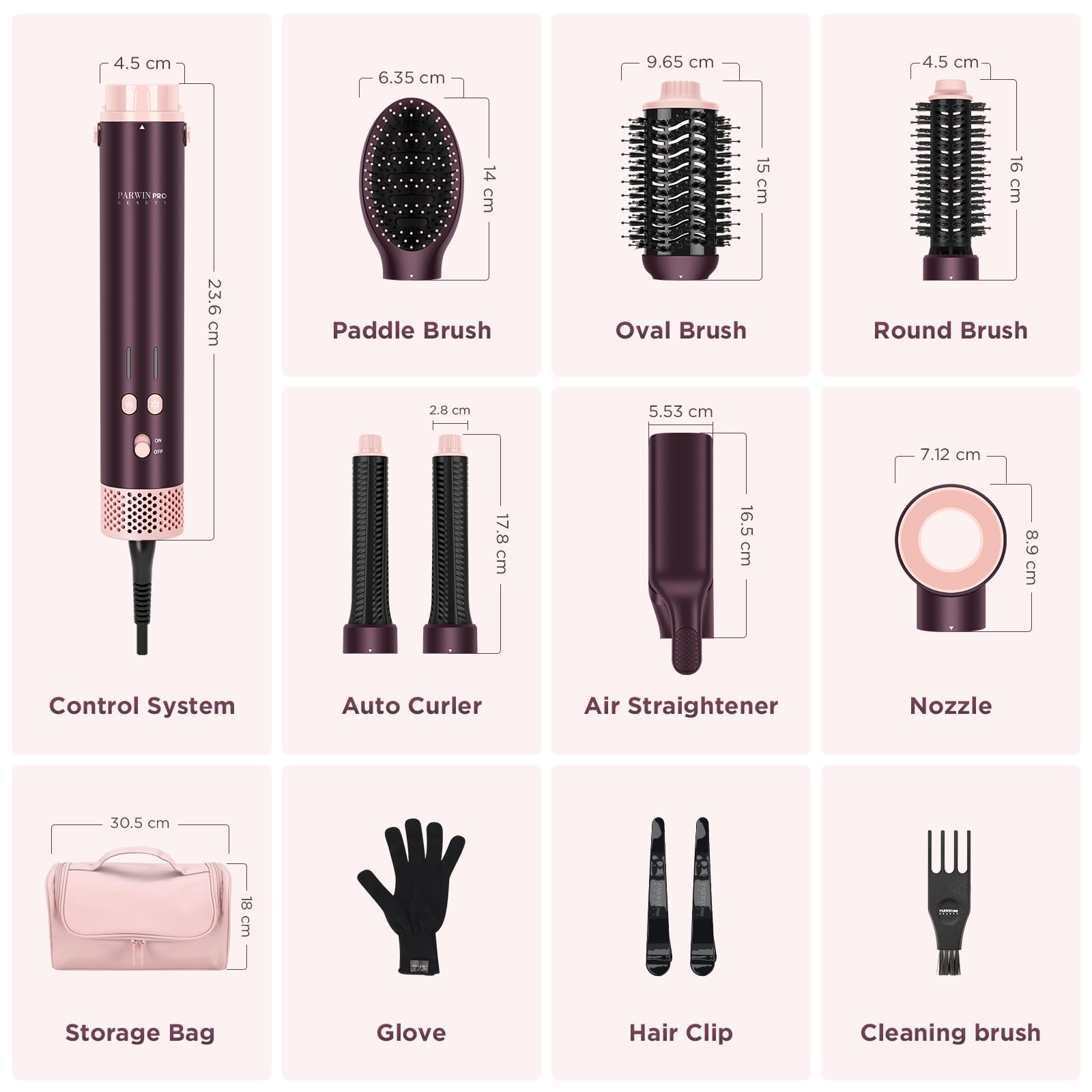 Full packaging box of the USA imported high-speed multi-functional hair styling system.