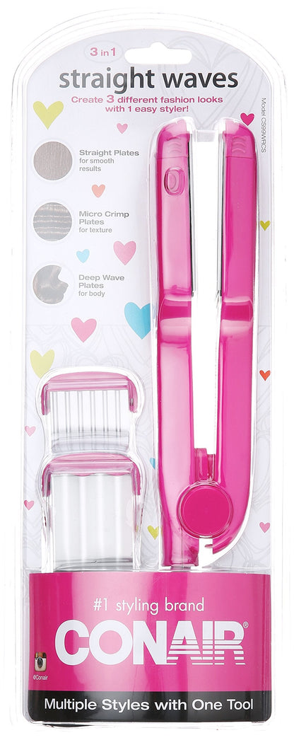 Compact 8 inch Conair ceramic flat iron showcasing its lightweight portable design