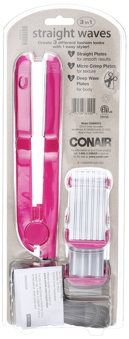 Conair 3 in 1 hair straightener and crimper tool set up for texturizing waves