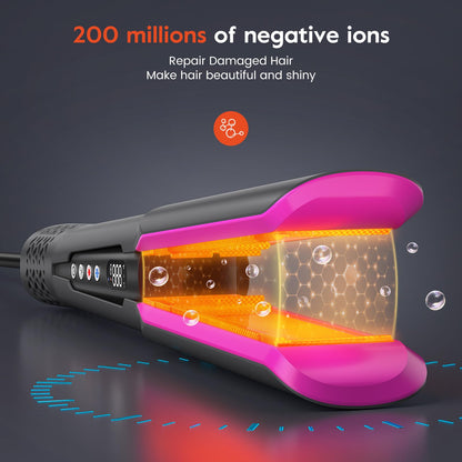 Slopehill hybrid hair straightener and dryer side profile showing dual functionality design