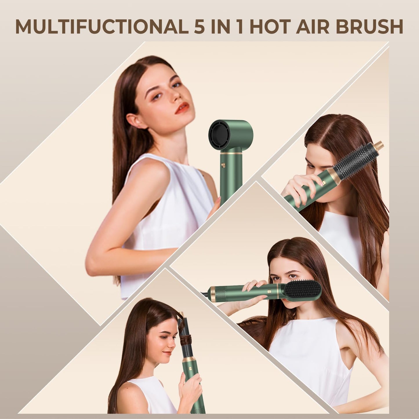 Negative ion hair dryer brush set with multiple interchangeable styling tools