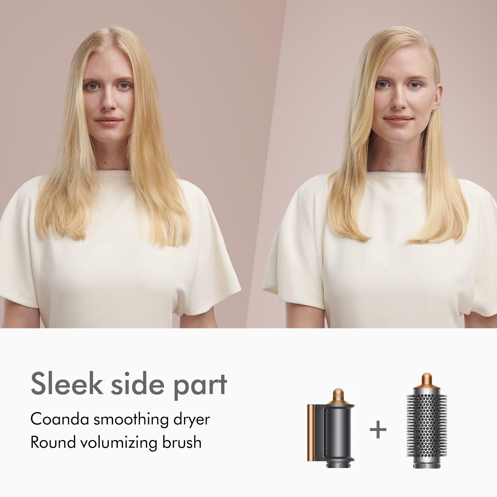 Dyson round volumizing brush attachment showing the dense bristles designed for root lift.
