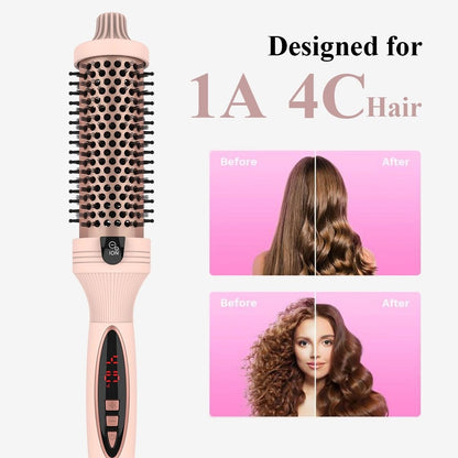 IUI Beauty curling iron and thermal brush combination side profile view