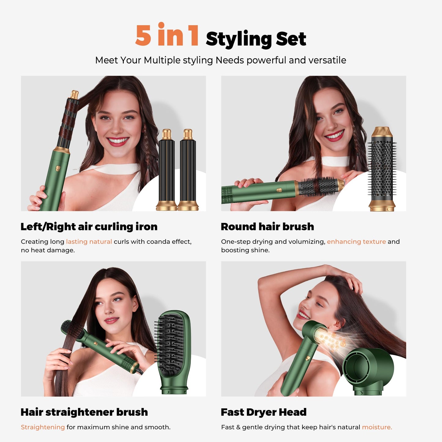 Negative ion hair dryer brush base showing power switch and heat settings controls