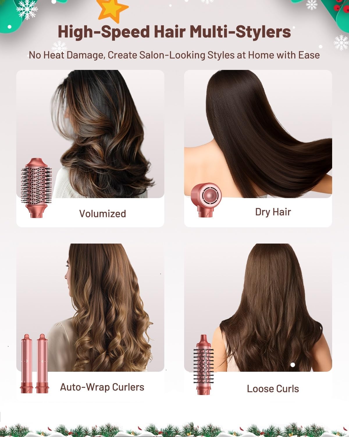 HITTIONA multi-styler showcasing all five interchangeable styling attachments arranged neatly.