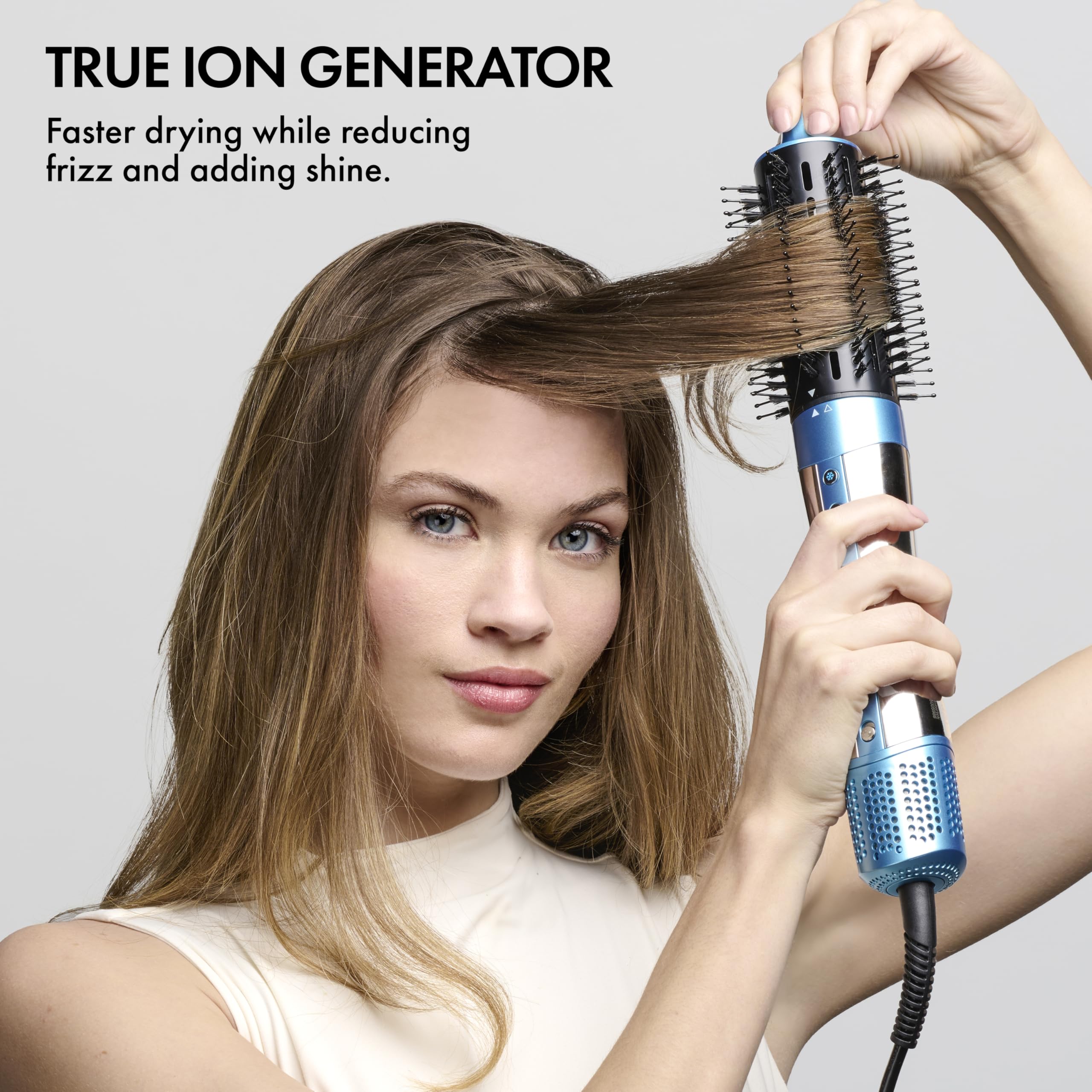 BaBylissPRO StyleSwitch hot air brush displaying all five interchangeable attachments arranged together