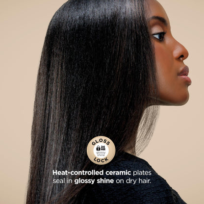 Shark Glam hot tool system demonstrating sleek straightening on wavy hair textures