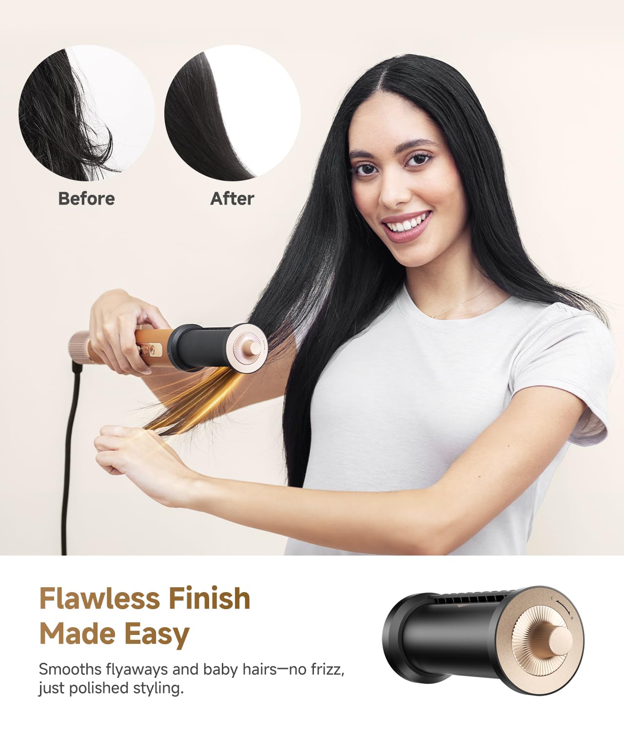 Volumizing round brush accessory for Dreame high speed hair dryer