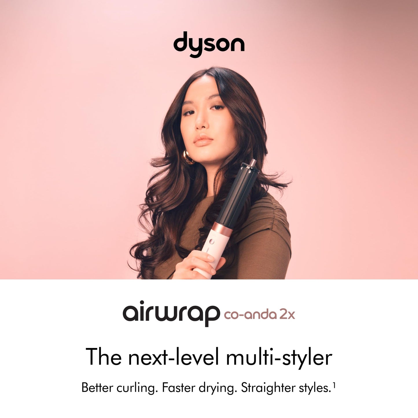 Dyson luxury hair styling tool with six attachments displayed on a premium vanity table