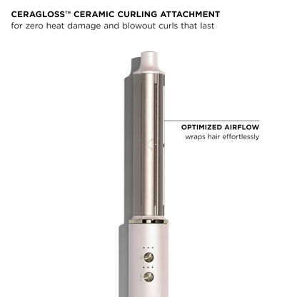 Close up view of the ceramic surface barrel on the T3 Aire 360 curling attachment.