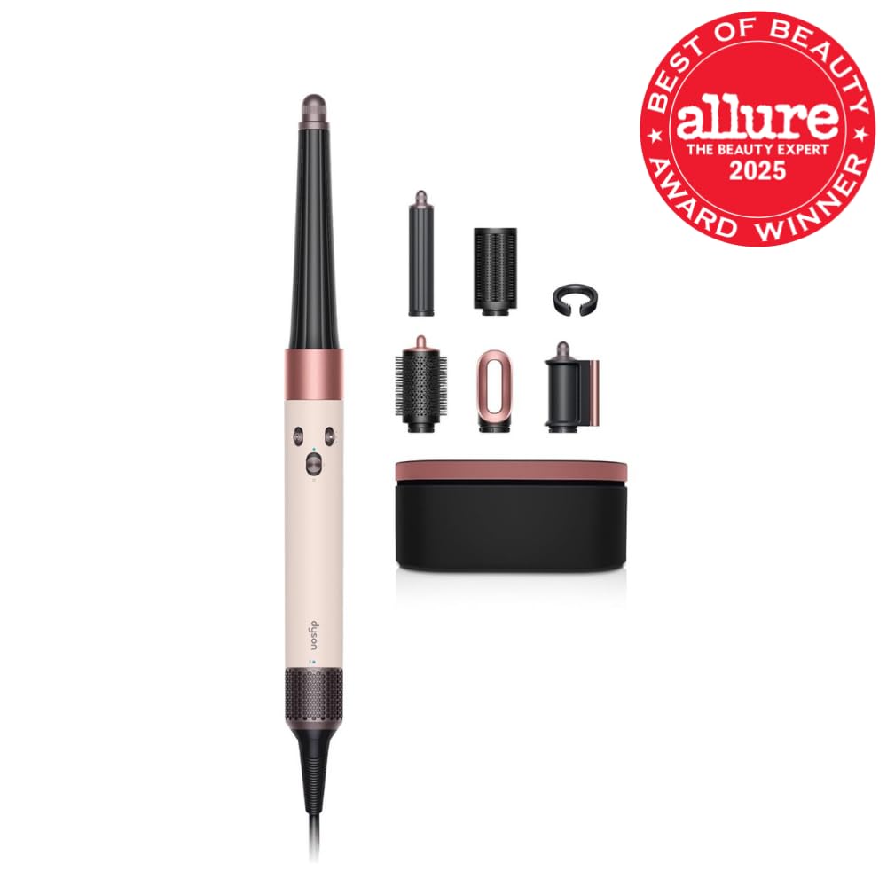 Dyson Airwrap id intelligent hair dryer tool with Coanda curling barrels attached.