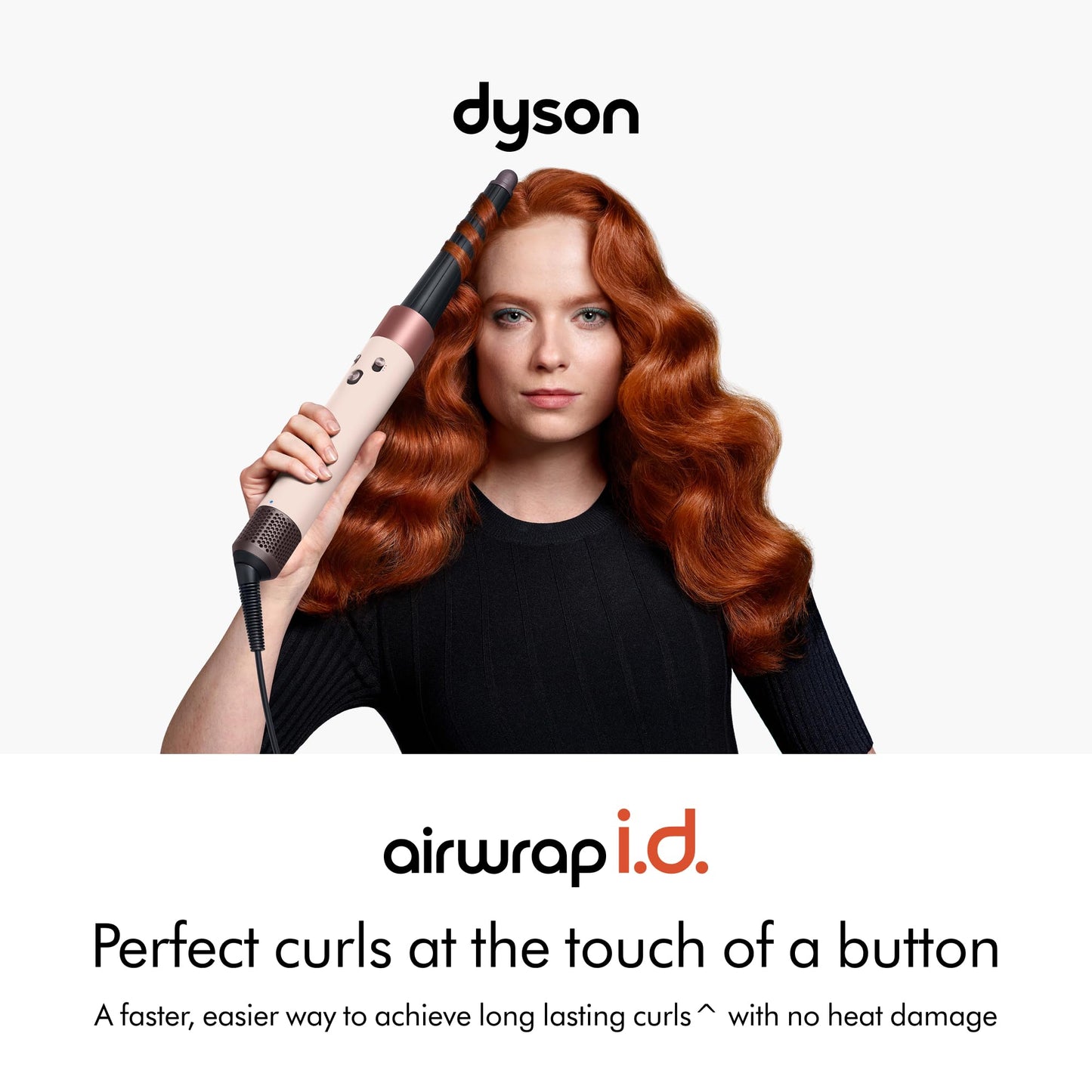 Dyson Bluetooth connected hair styler showing the digital power interface and sleek handle design.