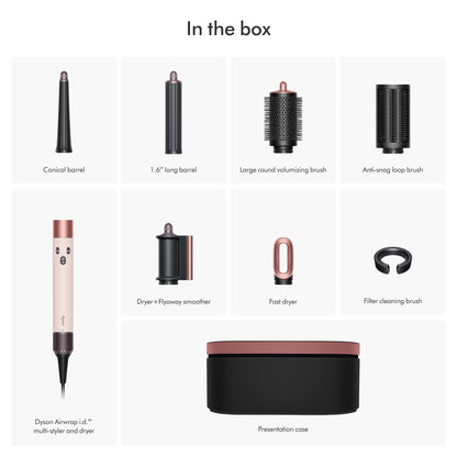 Side view of the Ceramic Pink Dyson hair styling tool highlighting the ergonomic design.