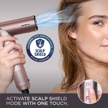 Premium Shark FlexFusion hair styling device with scalp shield button.