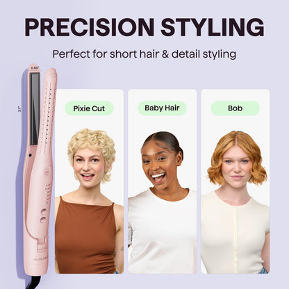 Wavytalk 0.65 inch pencil flat iron highlighting the 360 degree cool airflow vents