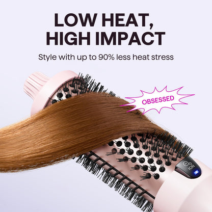 One point five inch heated styling brush from an angled perspective