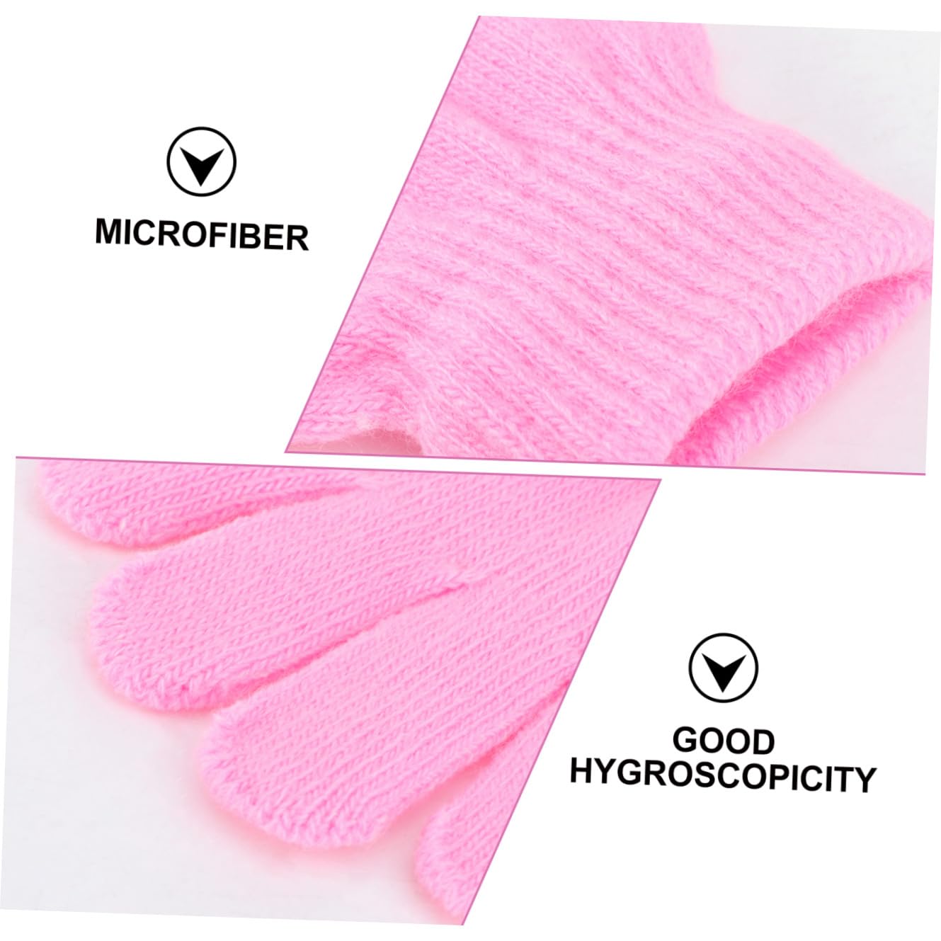 TOVINANNA hair drying gloves being used to gently blot wet hair strands