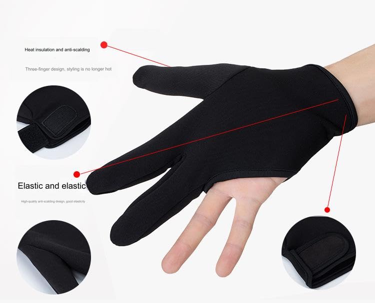 Black thermal protection glove for curling wand and flat iron styling
