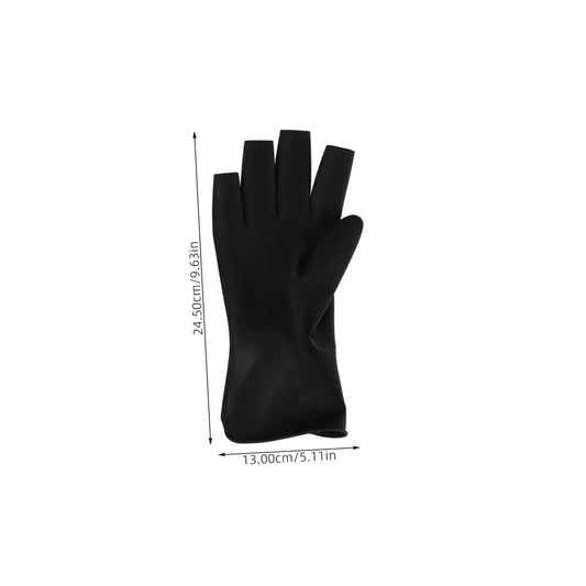 Hapinary professional salon rubber gloves laid flat highlighting the oil resistant texture.