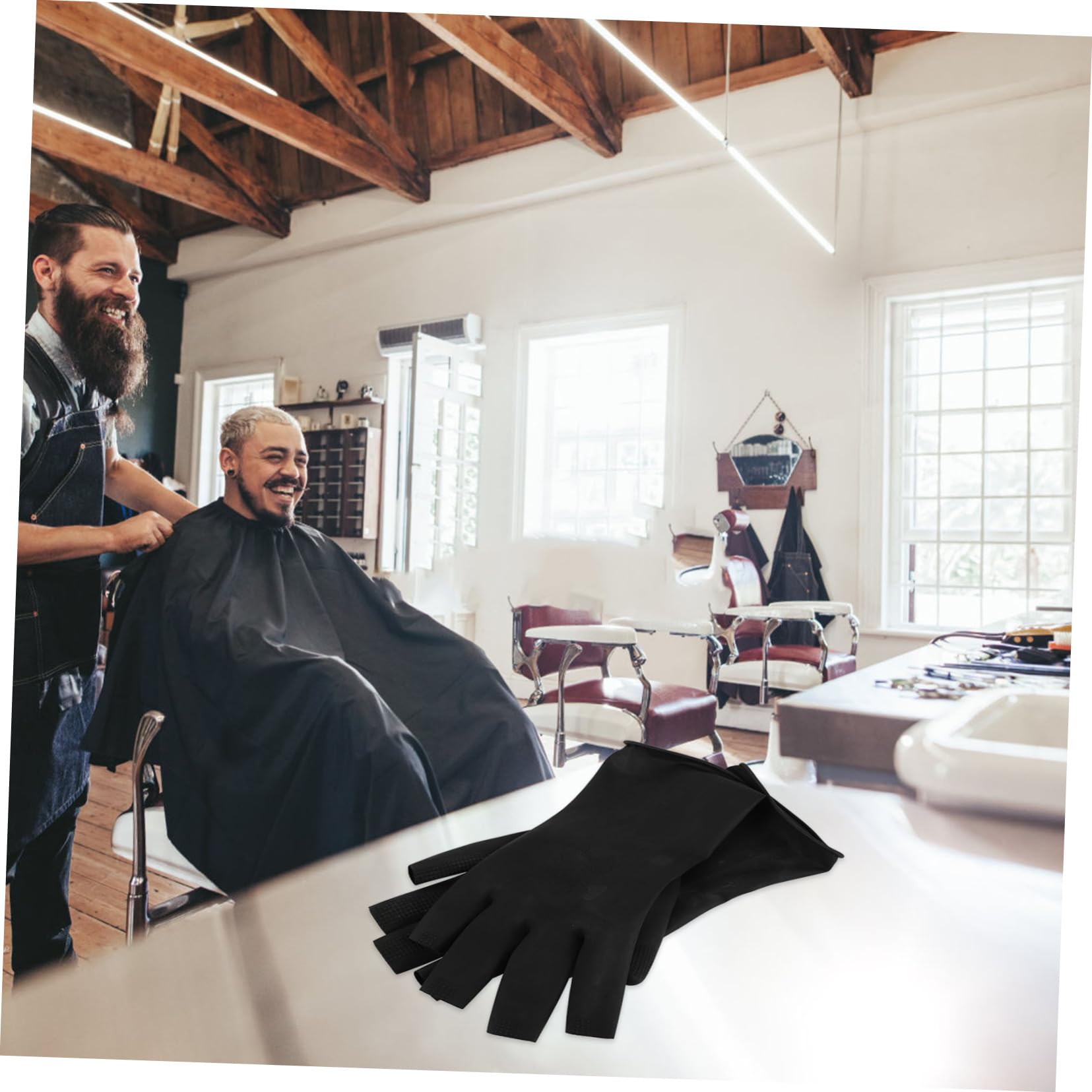 Hapinary hair color styling gloves close up showcasing the flexible rubber material.