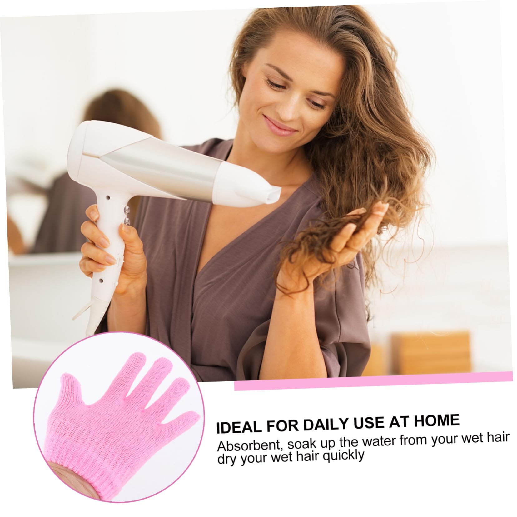 Compact travel friendly kids hair drying gloves being folded away