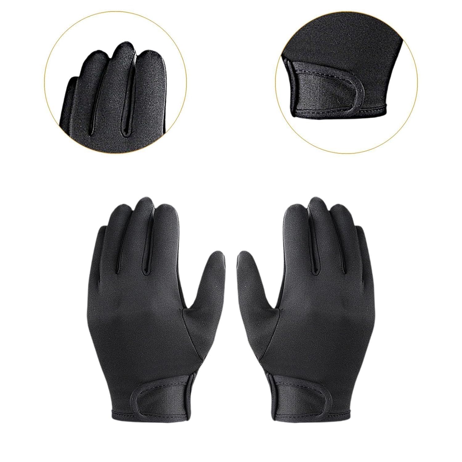 Close up of the adjustable charm tape closure on the wristband of the anti scald styling gloves