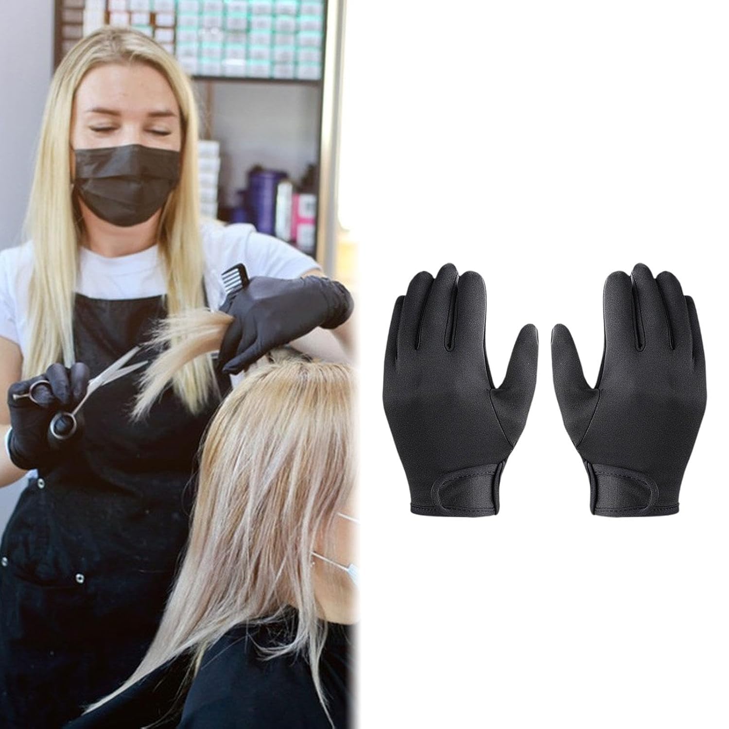 Salon styling tool gloves for straightener and curling wand hand protection