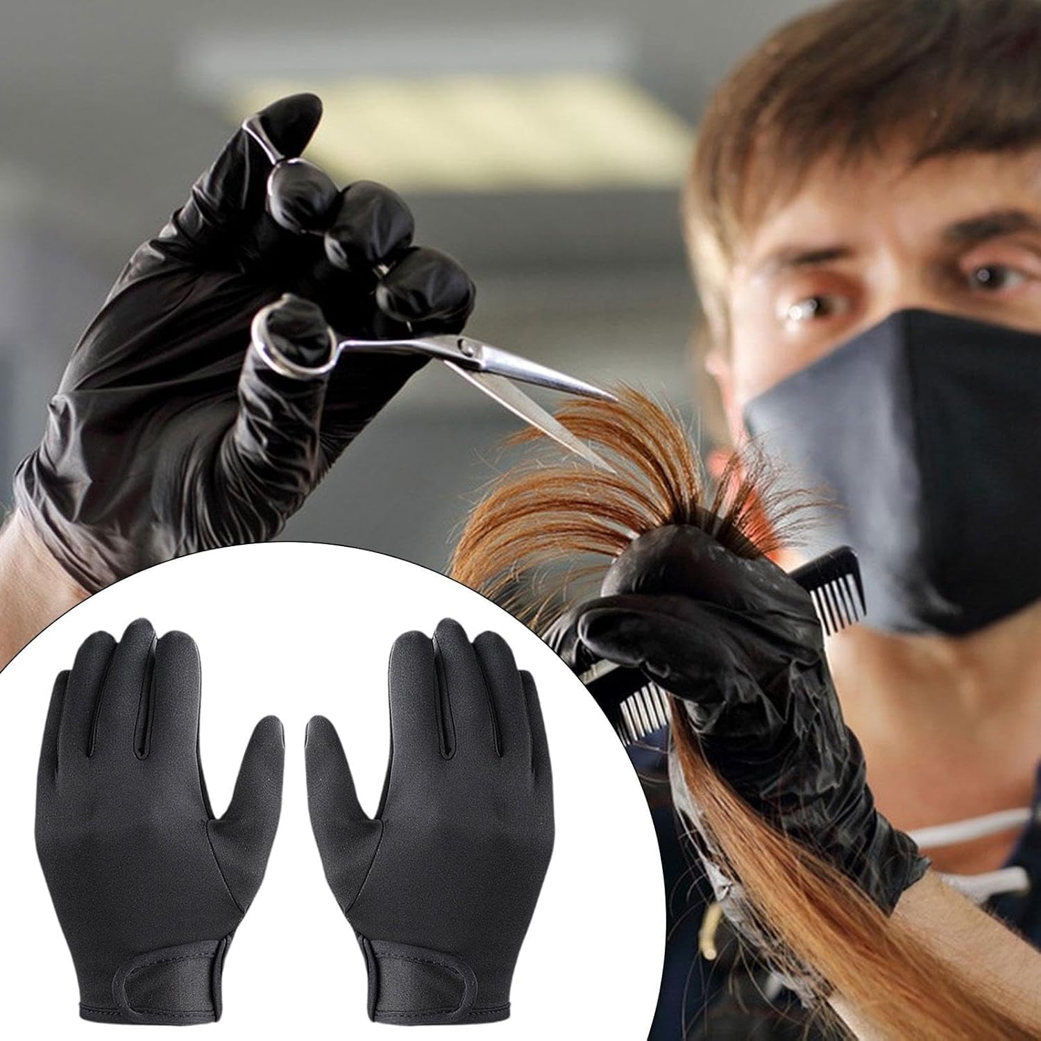 GZBMEZS five finger heat blocking gloves for professional hairdressers and barbers