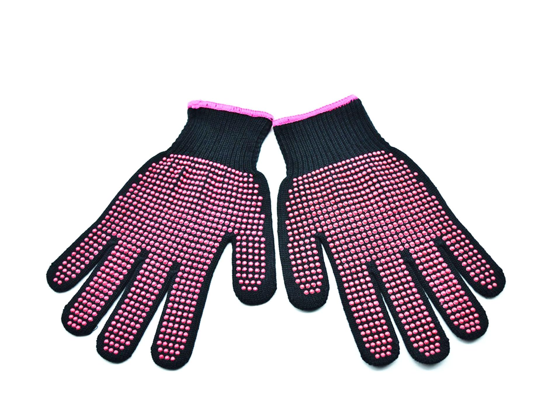 Two pairs of NUENSS-ROR non slip professional hair styling glove mitts displayed on a plain background.