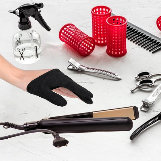 Generisch hair styling glove being worn on hand demonstrating three finger design flexibility