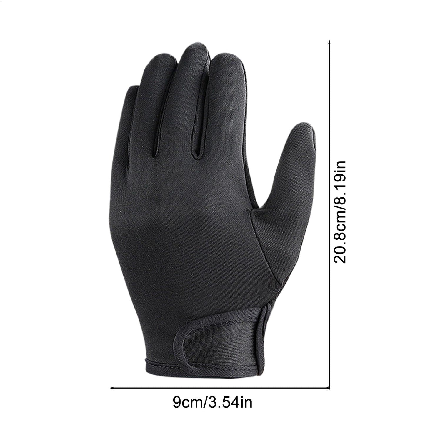 Reusable five finger hair styling protection mitt laid flat displaying textured non slip grip