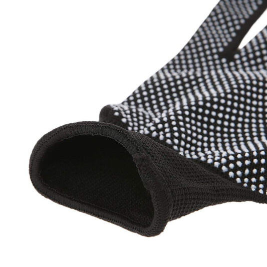 Two pieces heat resistant salon gloves displaying anti slip silicone dotted grip pattern