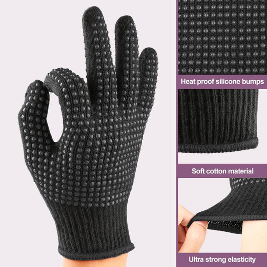Close up of the thermostable silicone nodules on the professional hair styling mitts.