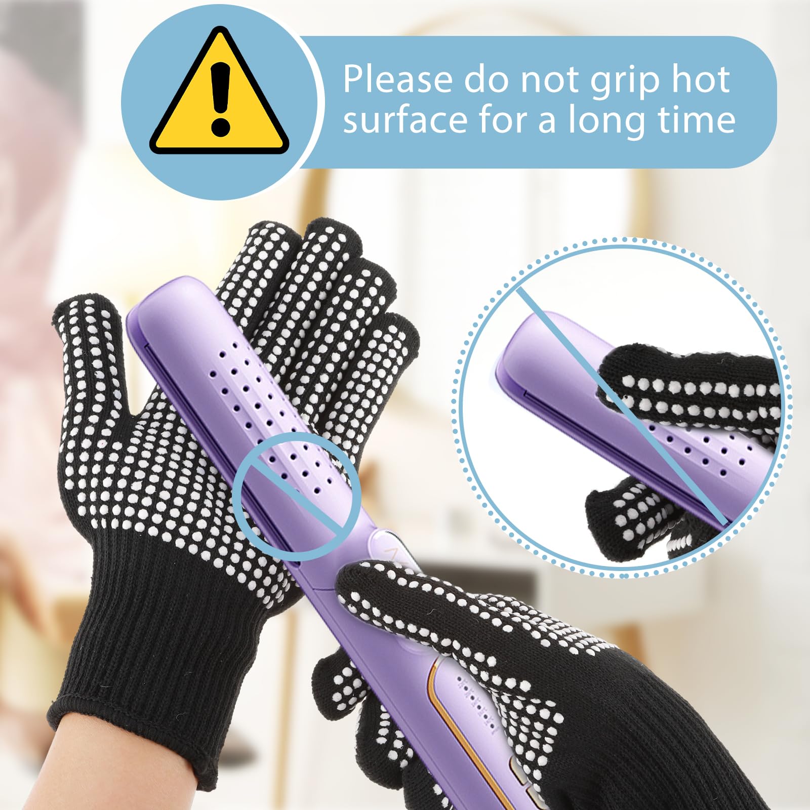Durable cotton blend heat insulation glove detailing the wrist cuff and stitching.