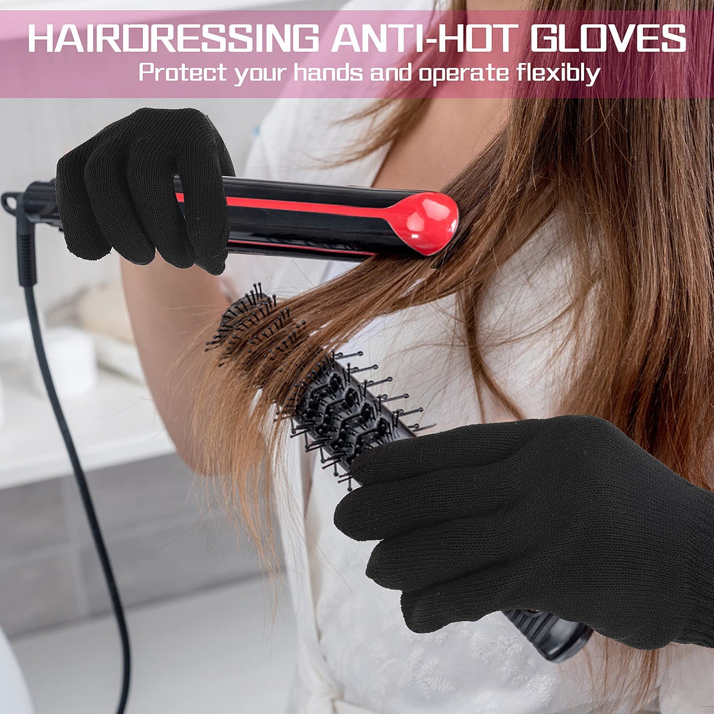 WLLHYF heat proof glove shown from the back to demonstrate full hand coverage.