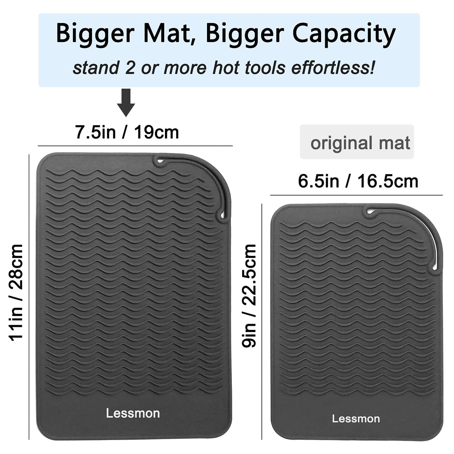 Black silicone protective mat rolled up compactly alongside the included heat resistant styling glove