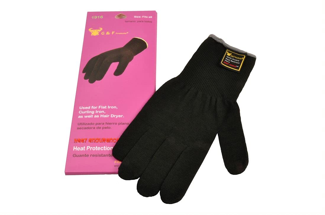 Double ply thermal protection glove highlighting the heavy duty texture that prevents styling burns.