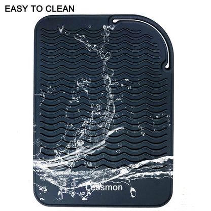 Complete two piece styling safety kit including the premium black silicone mat and fabric glove