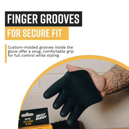 Close up of the tapered pointed tip on the Nick Wavy Collection lay down glove for crown detailing