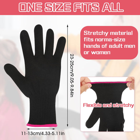 Two pairs of rose red professional heat blocking mitts for flat irons