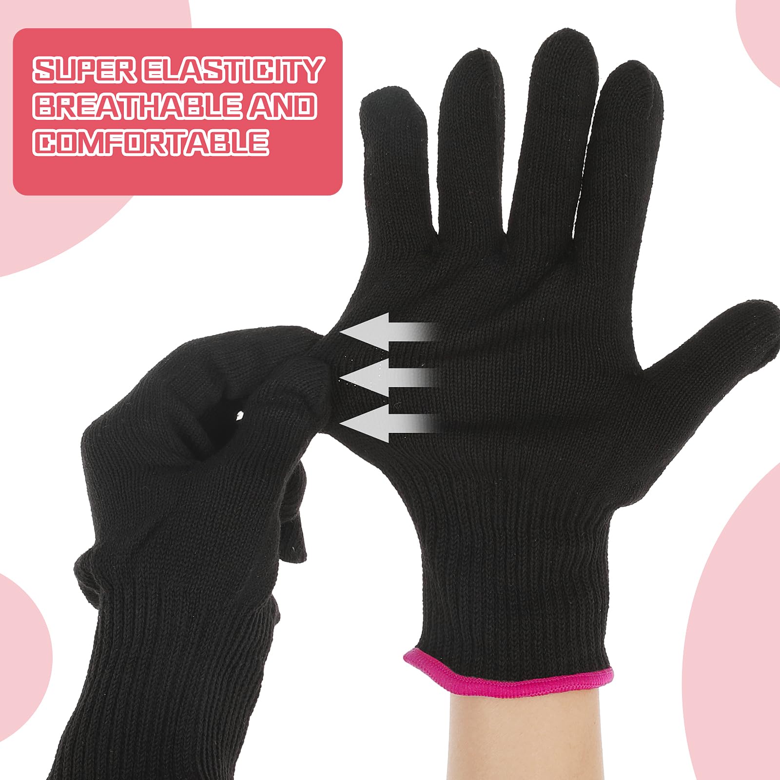 Washable reusable hair dye gloves with pink trim cuffs