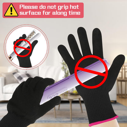 Universal size curling wand gloves showing elastic material stretch