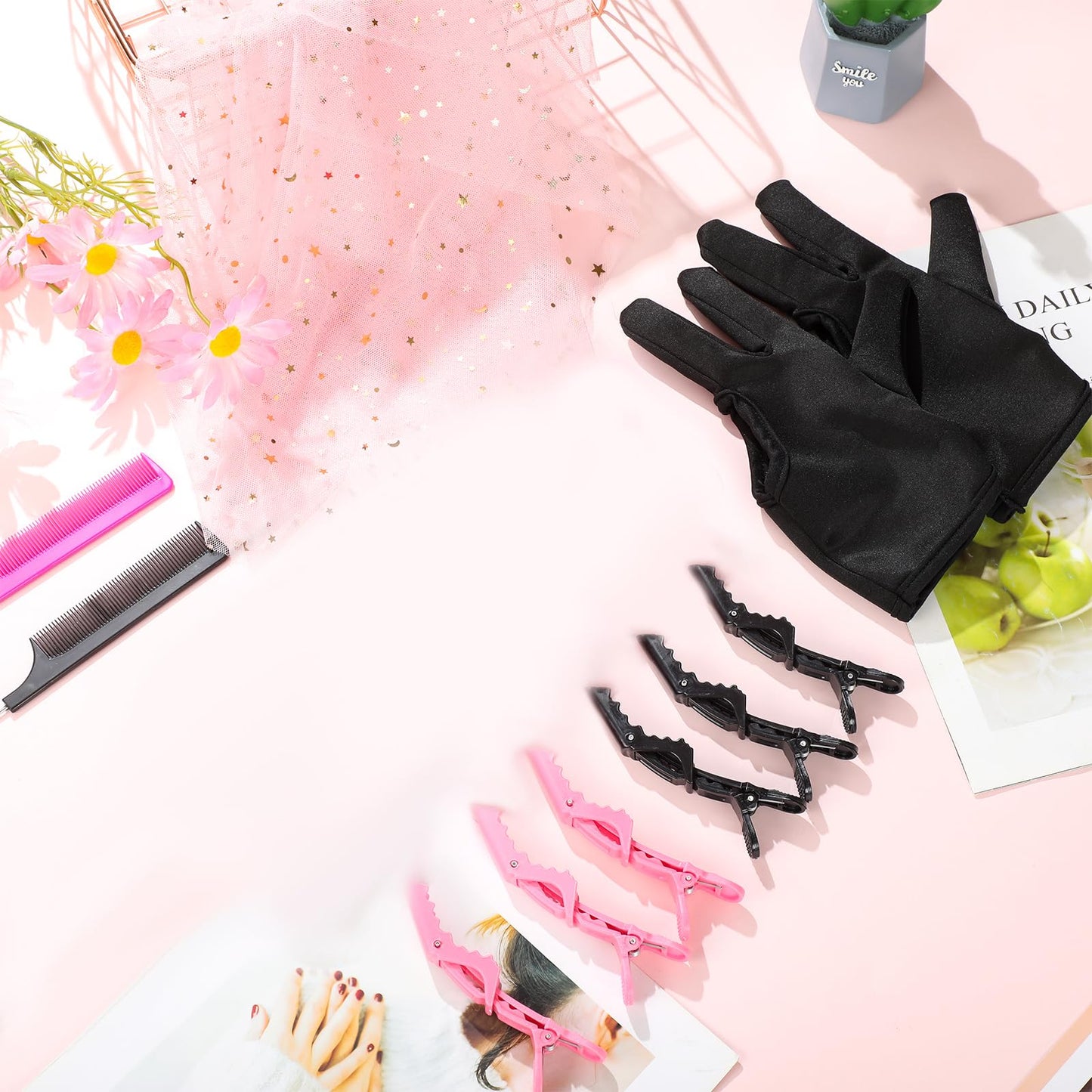 Skyley professional rat tail combs and black hair sectioning clips kit overview
