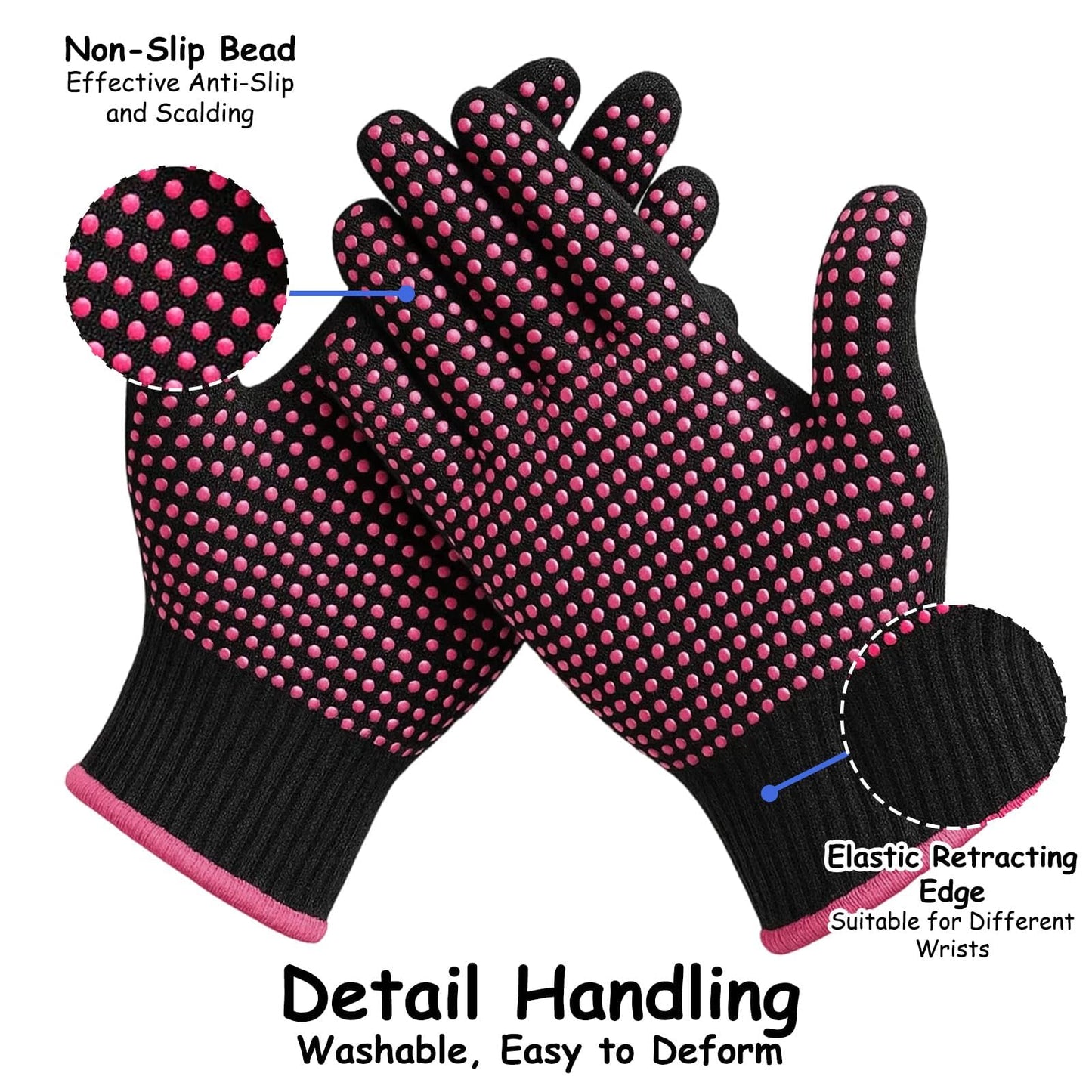 ZHLKHIOP hair stylist thermal gloves being used with a hot curling wand tool.