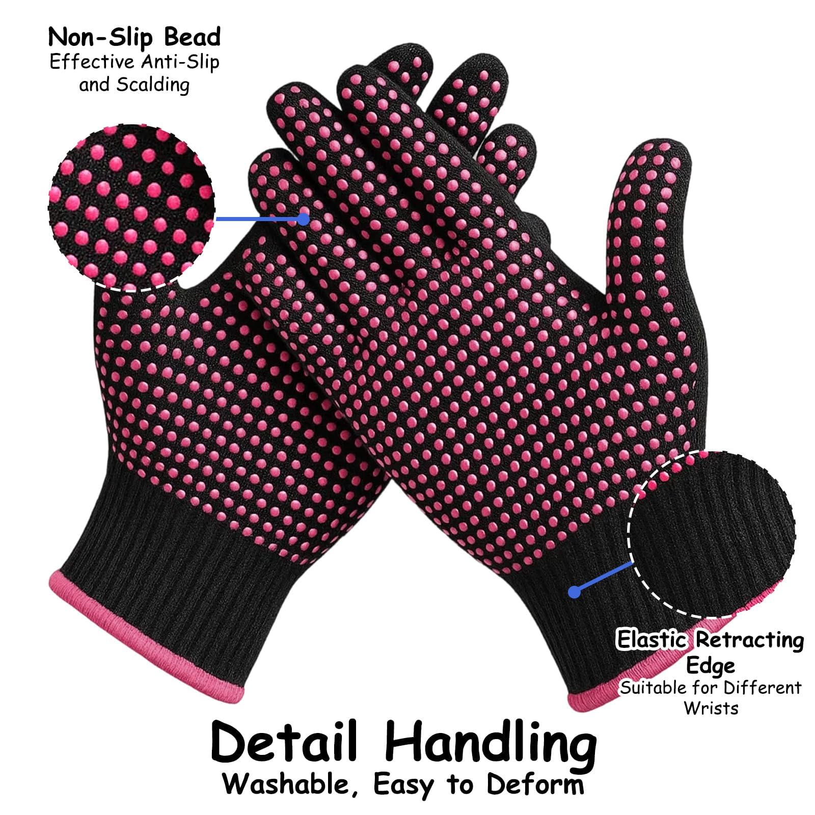 ZHLKHIOP hair stylist thermal gloves being used with a hot curling wand tool.